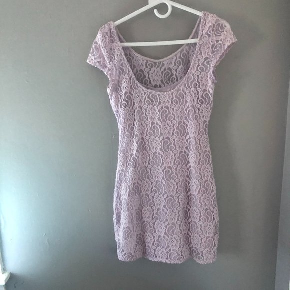 Abercrombie & Fitch Purple Lace Overlay Dress Medium - Picture 7 of 9